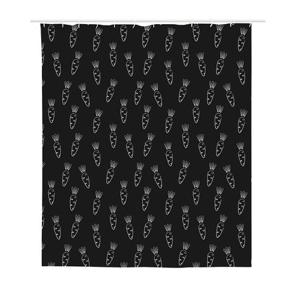 Black And White Carrot Pattern Print Polyester Shower Curtain