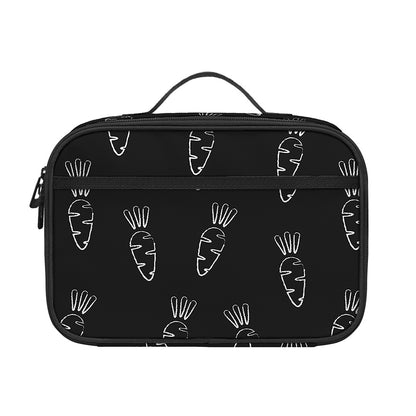 Black And White Carrot Pattern Print Portable Lunch Bag