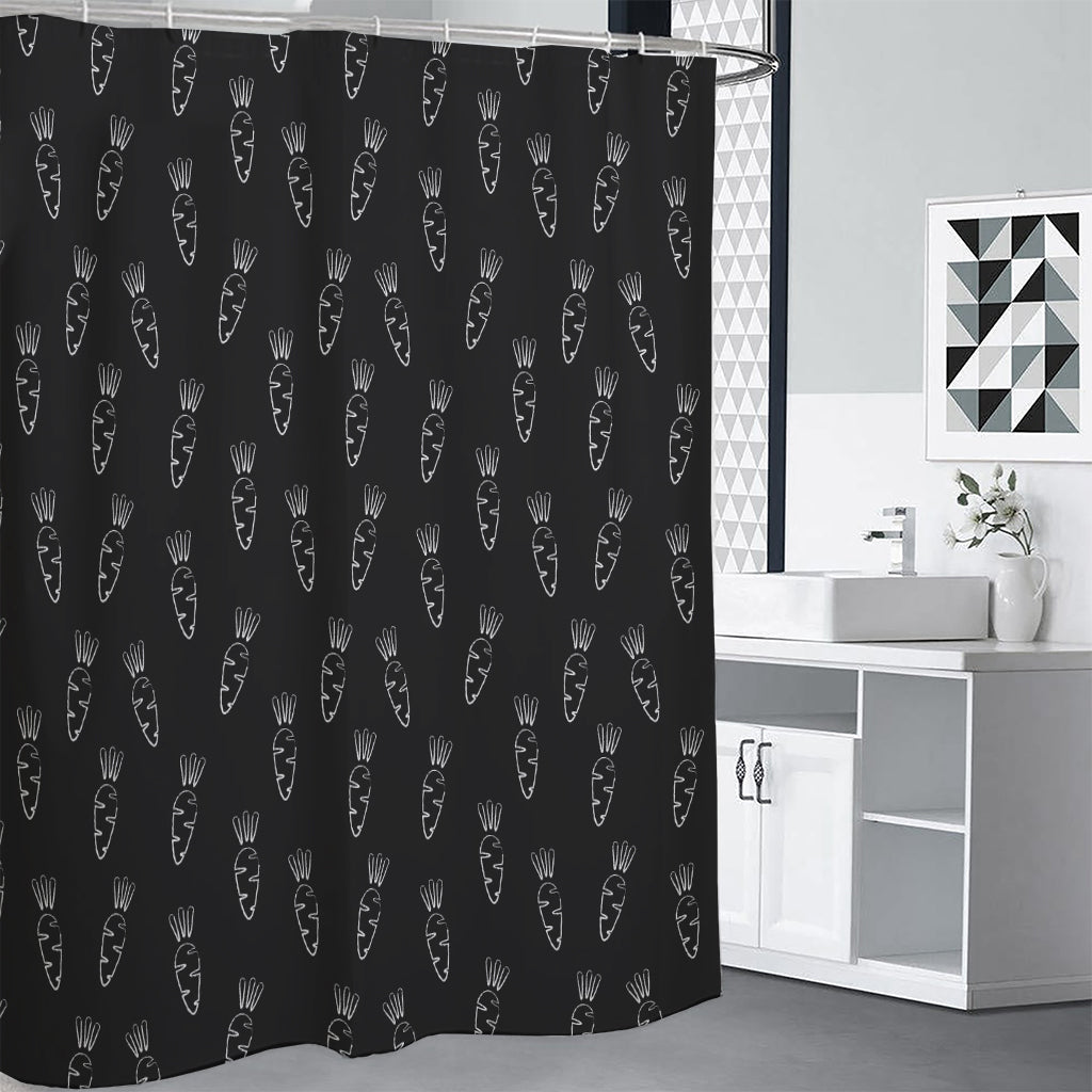 Black And White Carrot Pattern Print Premium Shower Curtain