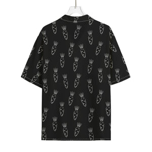 Black And White Carrot Pattern Print Rayon Hawaiian Shirt