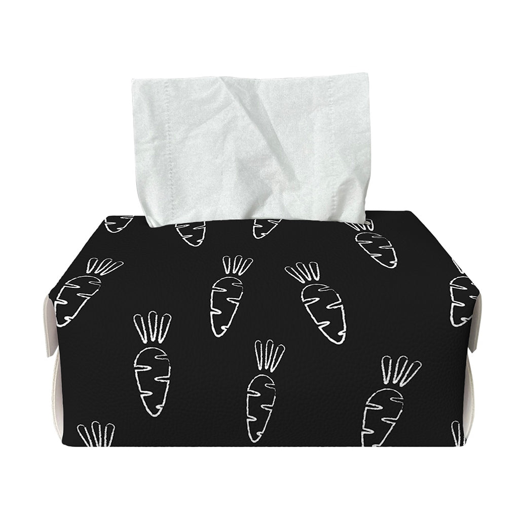 Black And White Carrot Pattern Print Rectangle Tissue Box Cover