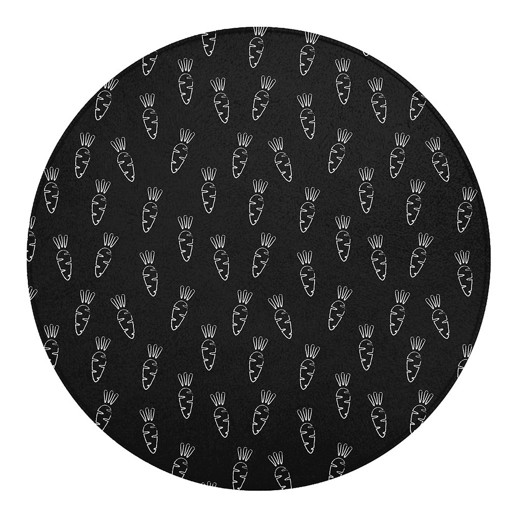 Black And White Carrot Pattern Print Round Blanket
