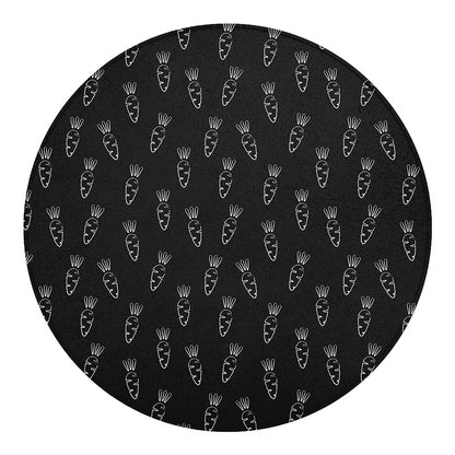 Black And White Carrot Pattern Print Round Blanket