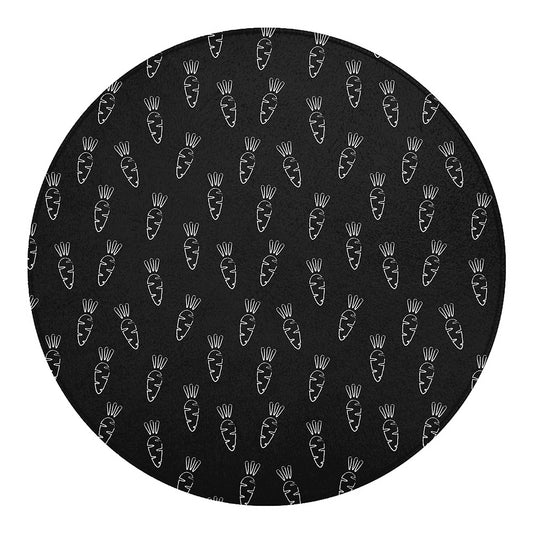 Black And White Carrot Pattern Print Round Blanket