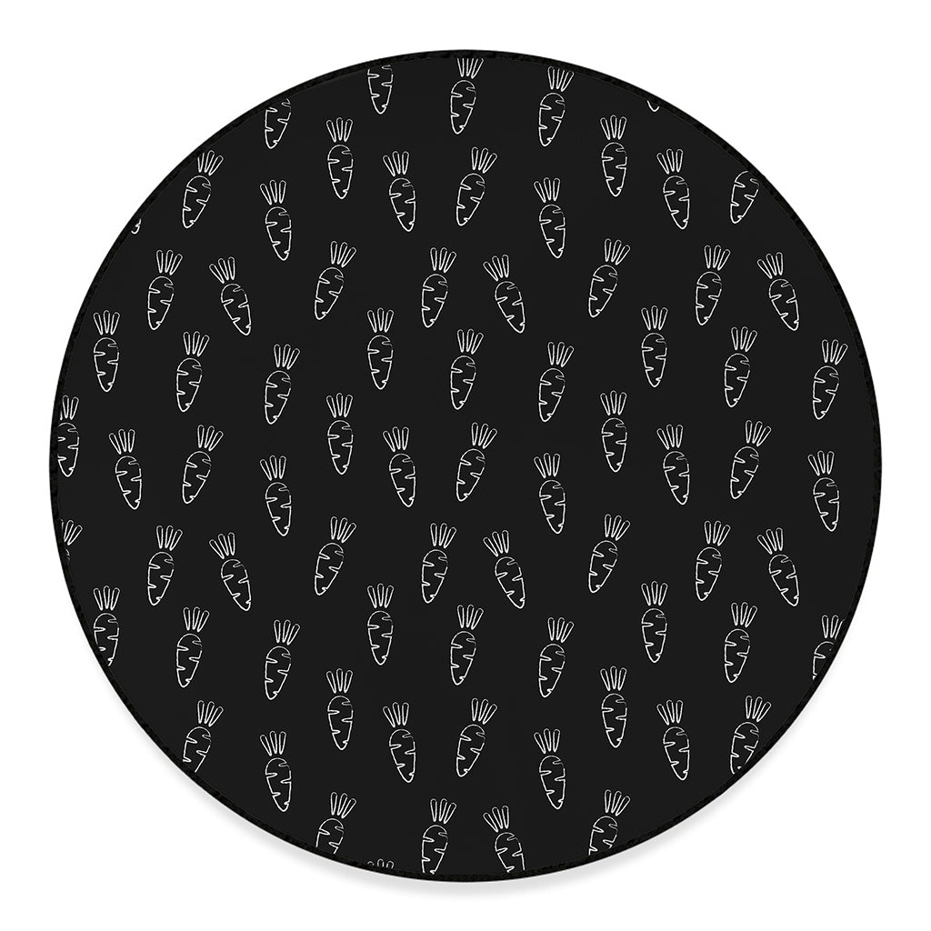 Black And White Carrot Pattern Print Round Floor Mat
