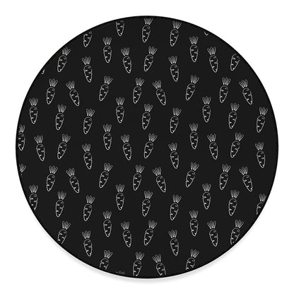 Black And White Carrot Pattern Print Round Floor Mat