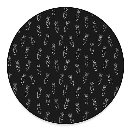 Black And White Carrot Pattern Print Round Floor Mat