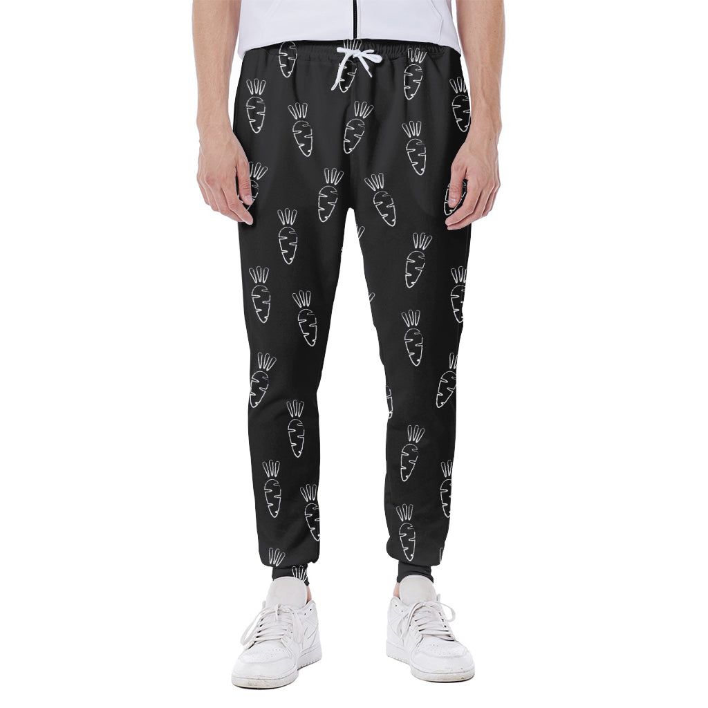 Black And White Carrot Pattern Print Scuba Joggers