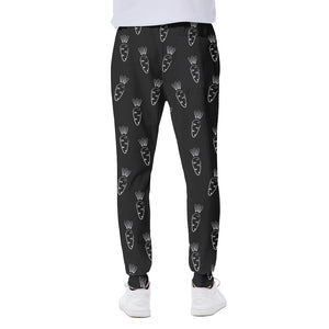 Black And White Carrot Pattern Print Scuba Joggers