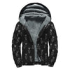 Black And White Carrot Pattern Print Sherpa Lined Zip Up Hoodie