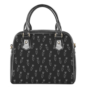 Black And White Carrot Pattern Print Shoulder Handbag