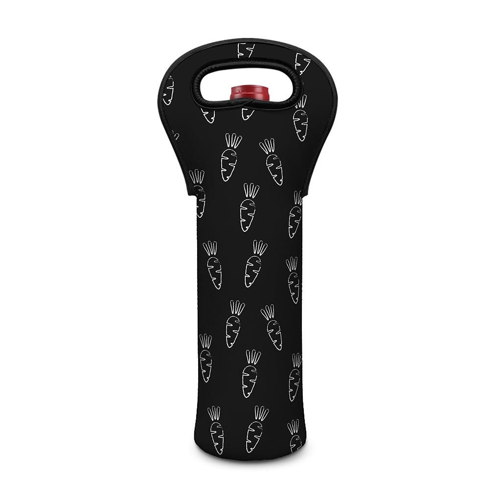 Black And White Carrot Pattern Print Single Neoprene Wine Tote