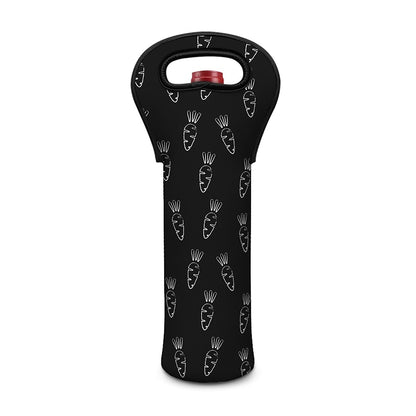 Black And White Carrot Pattern Print Single Neoprene Wine Tote