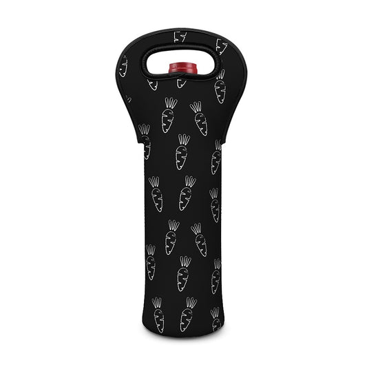 Black And White Carrot Pattern Print Single Neoprene Wine Tote
