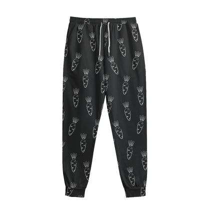 Black And White Carrot Pattern Print Sweatpants