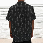 Black And White Carrot Pattern Print Textured Short Sleeve Shirt
