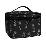 Black And White Carrot Pattern Print Travel Makeup Bag