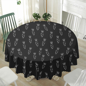 Black And White Carrot Pattern Print Waterproof Round Tablecloth