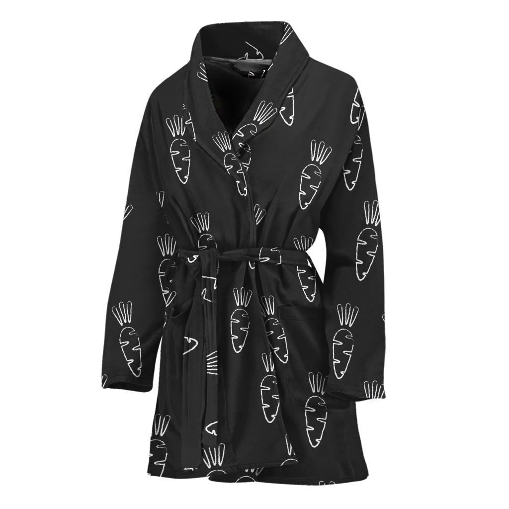 Black And White Carrot Pattern Print Women's Bathrobe