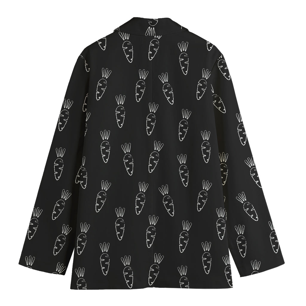 Black And White Carrot Pattern Print Women's Blazer