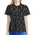 Black And White Carrot Pattern Print Women's Polo Shirt