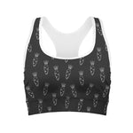 Black And White Carrot Pattern Print Women's Sports Bra