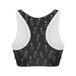 Black And White Carrot Pattern Print Women's Sports Bra