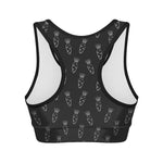 Black And White Carrot Pattern Print Women's Sports Bra