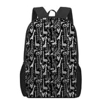 Black And White Cartoon Giraffe Print 17 Inch Backpack