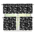 Black And White Cartoon Giraffe Print 3 Piece Kitchen Curtains