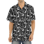 Black And White Cartoon Giraffe Print Aloha Shirt