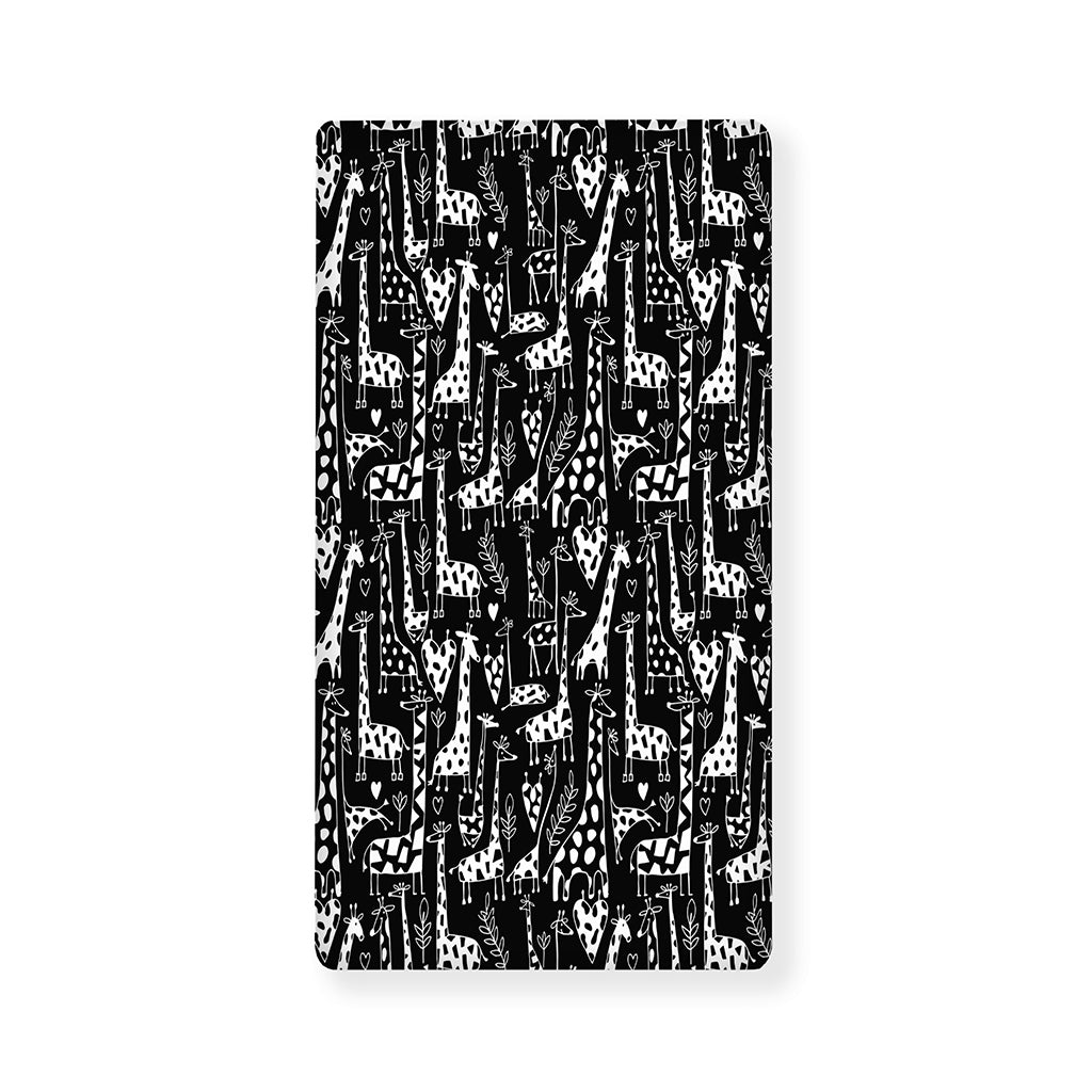 Black And White Cartoon Giraffe Print Baby Crib Sheet