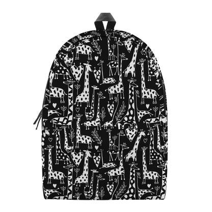 Black And White Cartoon Giraffe Print Backpack
