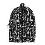 Black And White Cartoon Giraffe Print Backpack