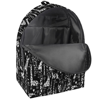 Black And White Cartoon Giraffe Print Backpack