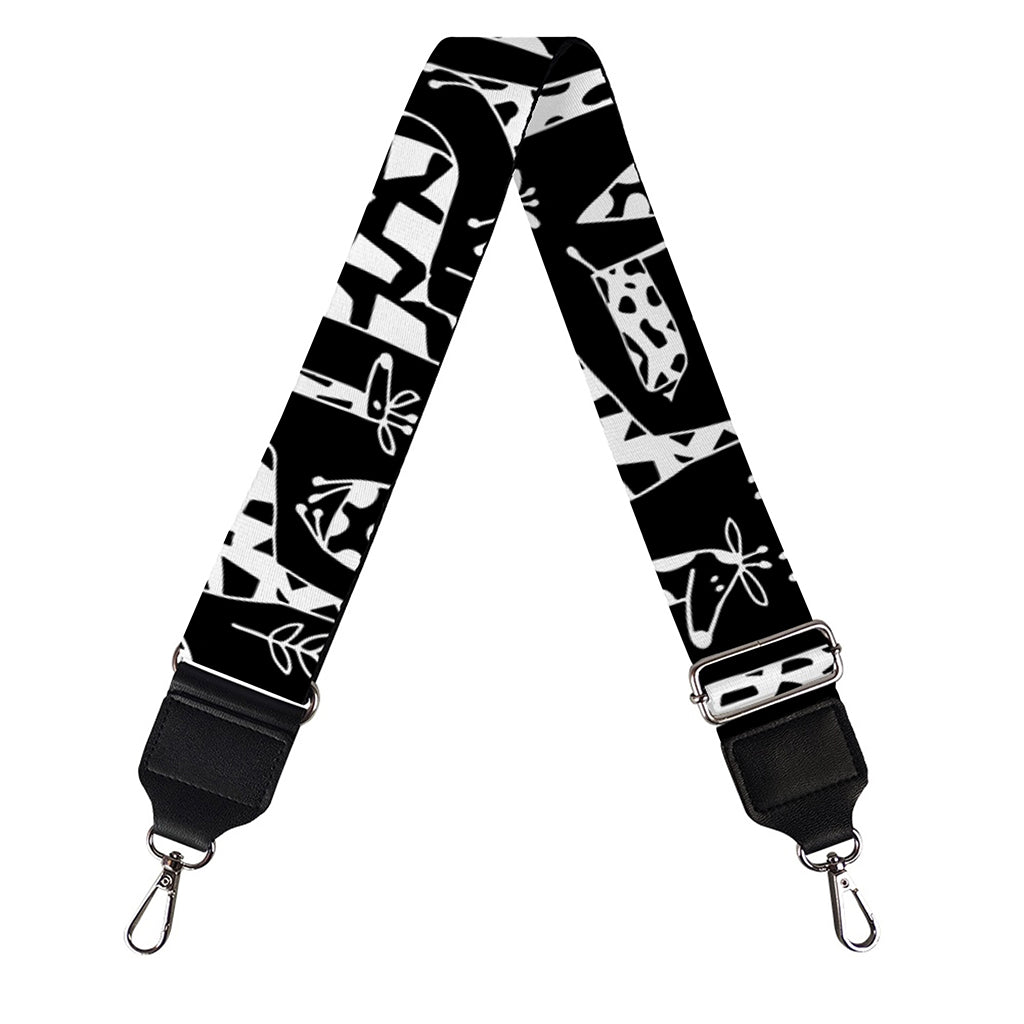 Black And White Cartoon Giraffe Print Bag Strap