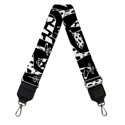 Black And White Cartoon Giraffe Print Bag Strap