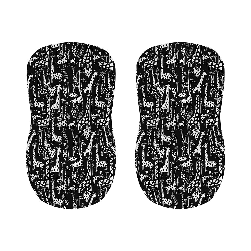 Black And White Cartoon Giraffe Print Bar Stool Covers