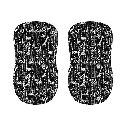 Black And White Cartoon Giraffe Print Bar Stool Covers
