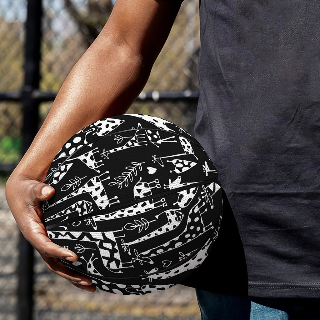 Black And White Cartoon Giraffe Print Basketball