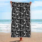Black And White Cartoon Giraffe Print Beach Towel