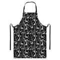 Black And White Cartoon Giraffe Print Bib Apron With Pocket