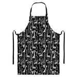 Black And White Cartoon Giraffe Print Bib Apron With Pocket