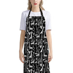 Black And White Cartoon Giraffe Print Bib Apron With Pocket