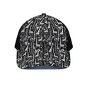 Black And White Cartoon Giraffe Print Black Mesh Trucker Hat