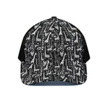 Black And White Cartoon Giraffe Print Black Mesh Trucker Cap