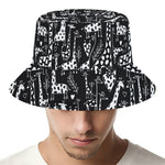Black And White Cartoon Giraffe Print Bucket Hat