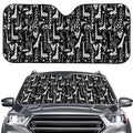 Black And White Cartoon Giraffe Print Car Windshield Sun Shade