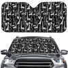 Black And White Cartoon Giraffe Print Car Windshield Sun Shade