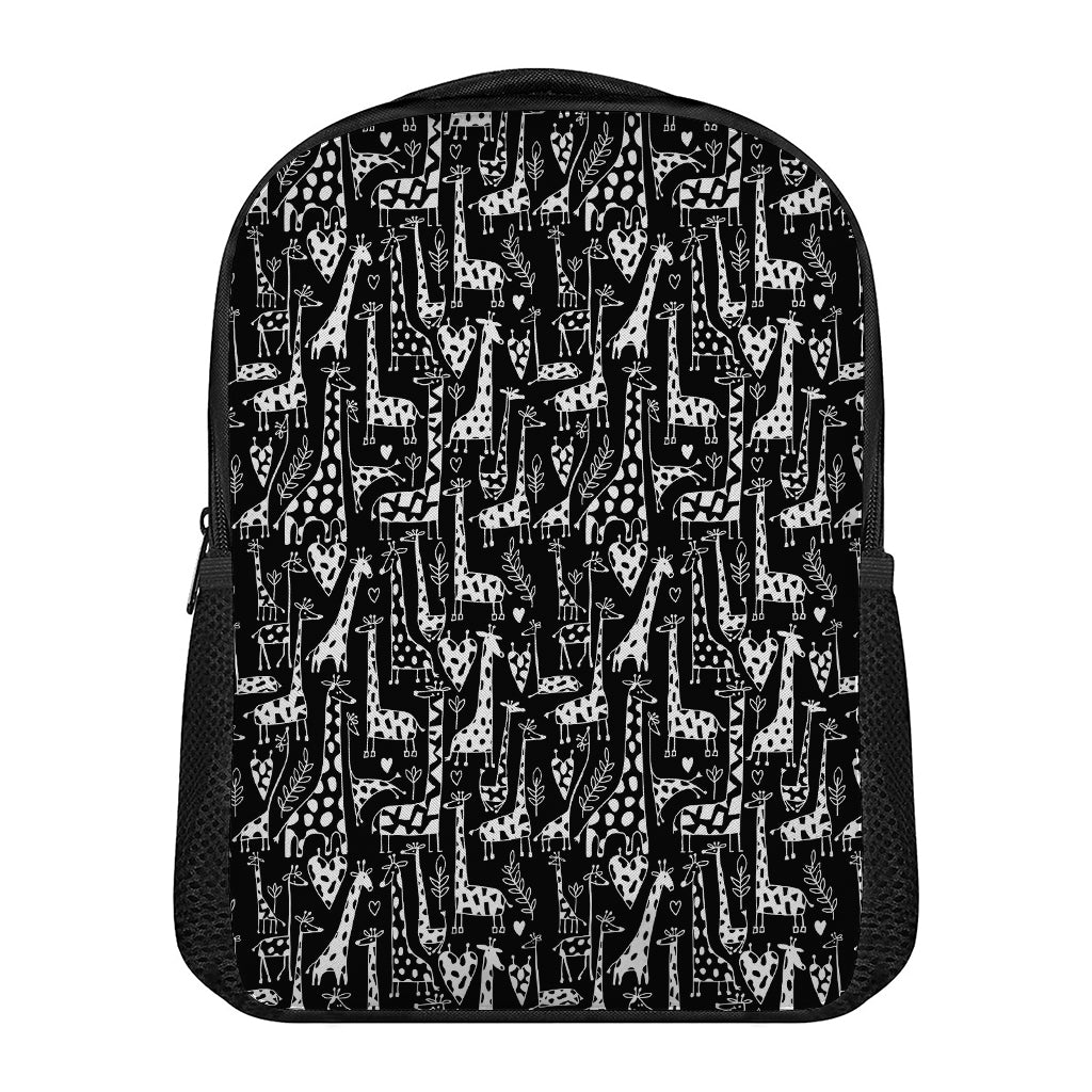 Black And White Cartoon Giraffe Print Casual Backpack